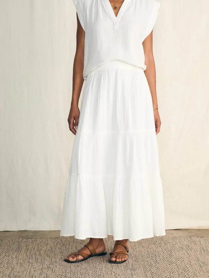 Women Shorts and Skirts Faherty Dream Cotton Gauze Valentina Skirt White