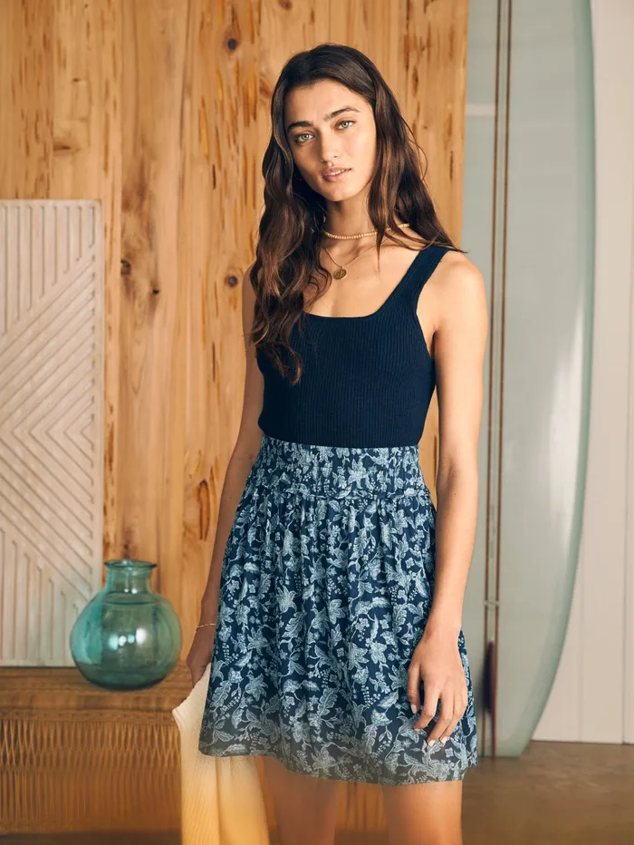 Women Shorts and Skirts Faherty Eliza Mini Skirt Blue Esna Floral
