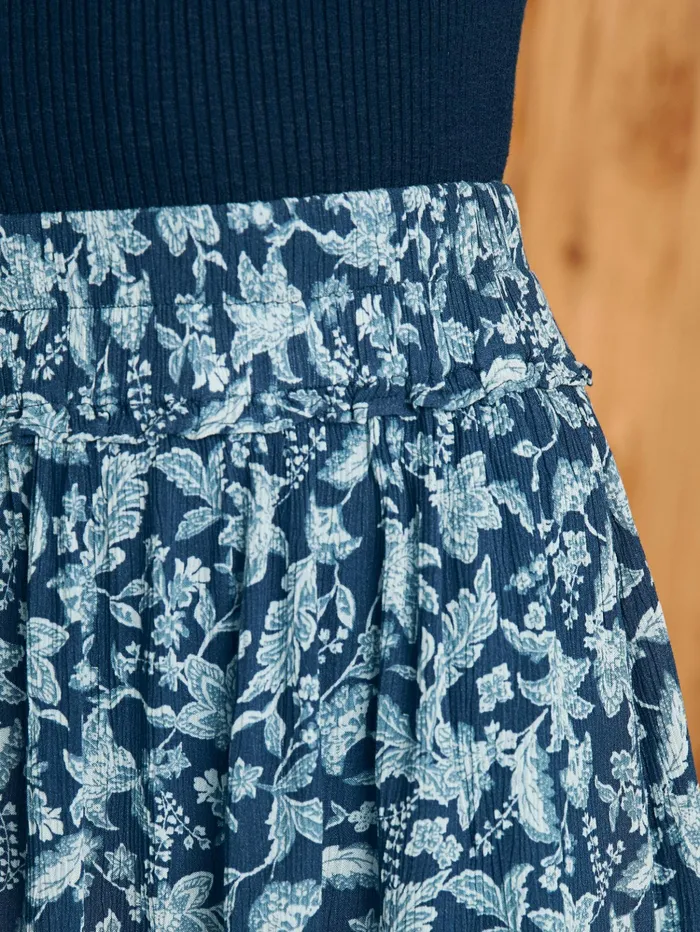 Women Shorts and Skirts Faherty Eliza Mini Skirt Blue Esna Floral