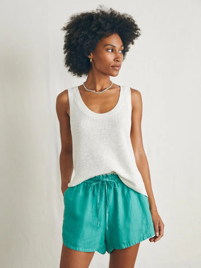 Women Shorts and Skirts Faherty Laguna Linen Tie Waist Short Bottle Green