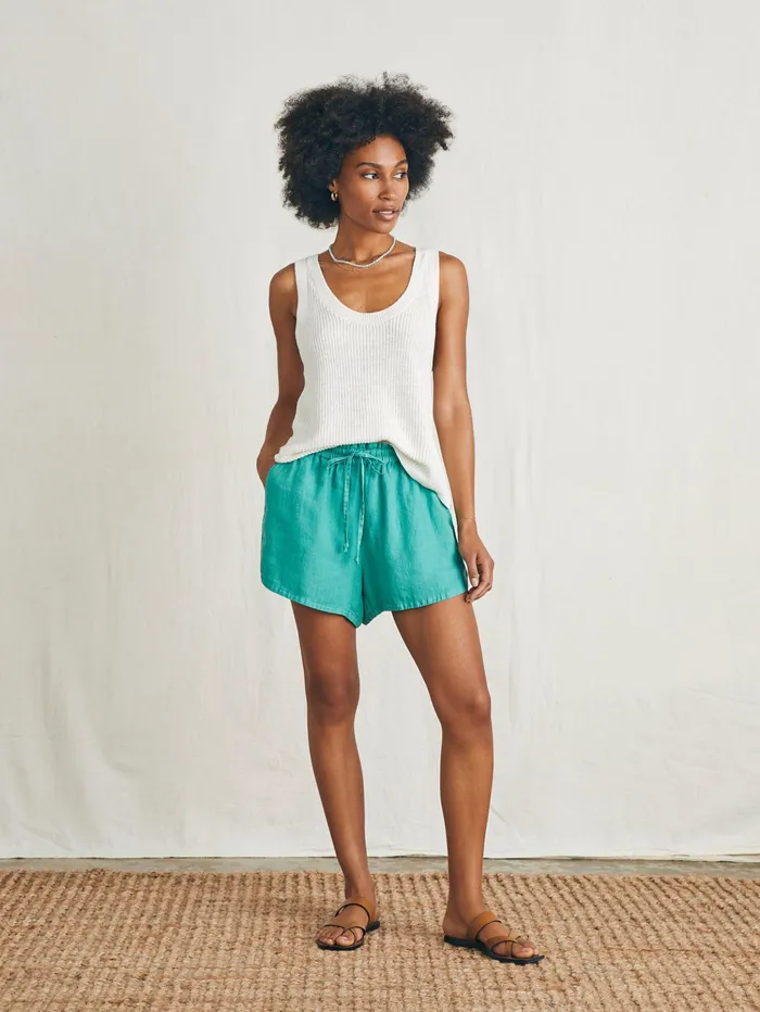 Women Shorts and Skirts Faherty Laguna Linen Tie Waist Short Bottle Green