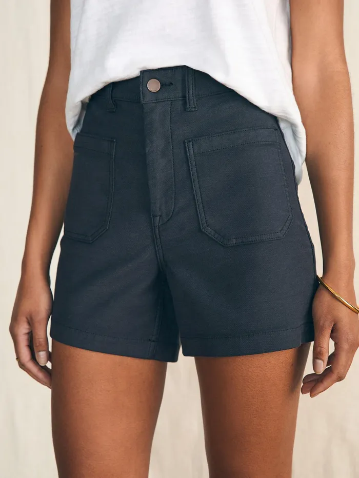 Women Shorts and Skirts Faherty Stretch Terry Patch Pocket Short Washed Black