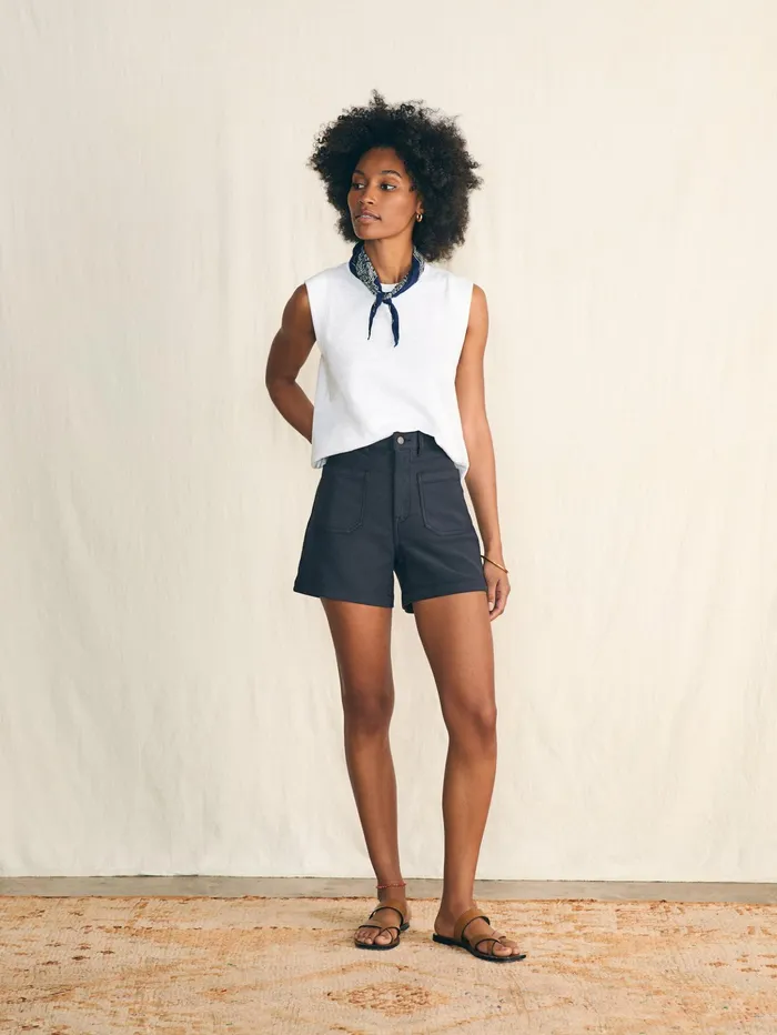 Women Shorts and Skirts Faherty Stretch Terry Patch Pocket Short Washed Black