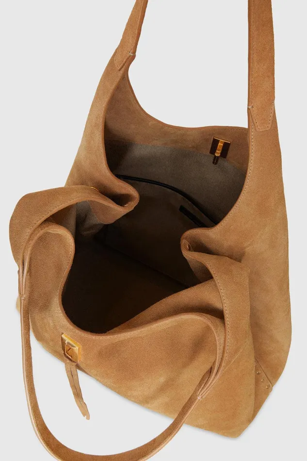 Women Shoulder Bags Rebecca Minkoff Darren Signature Carryall Camelantique Brass
