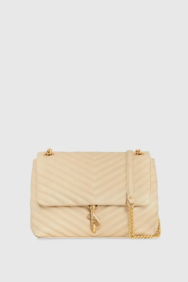 Women Shoulder Bags Rebecca Minkoff Edie Flap Shoulder Bag Latteantique Brass