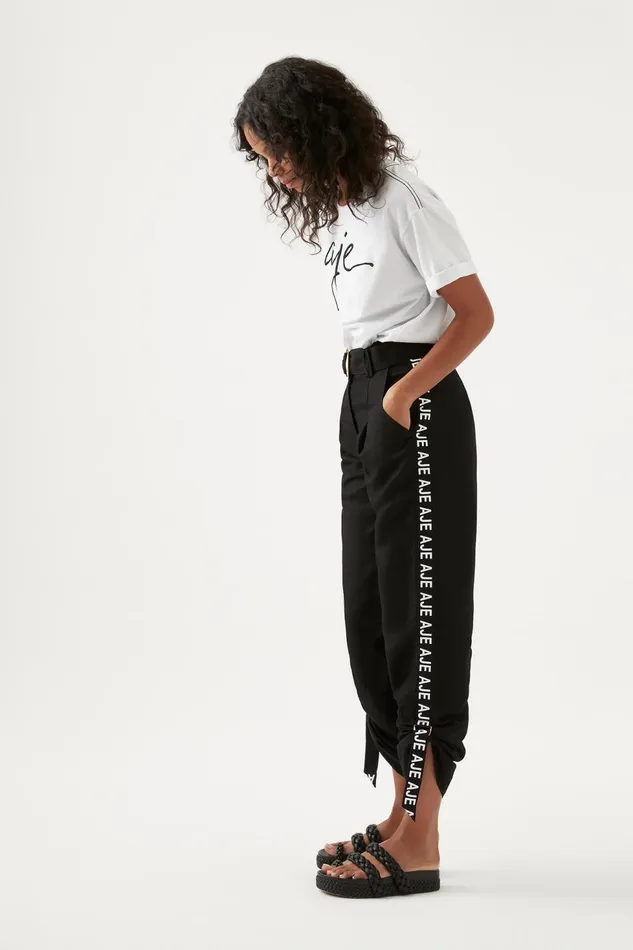 Women Signal Logo Pant Black Aje Pants
