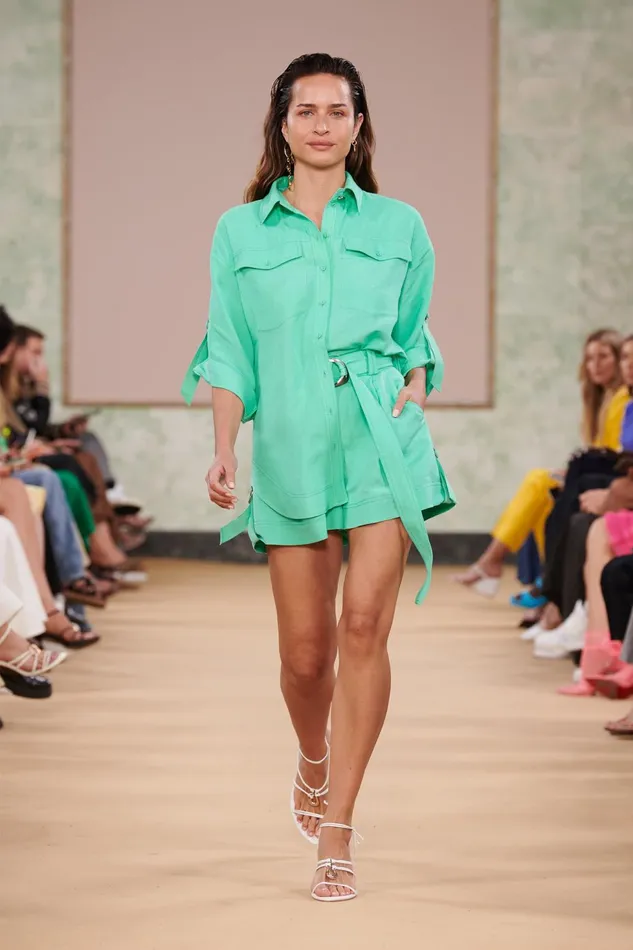 Women Signal Ruched Sleeve Shirt Marine Green Aje Tops