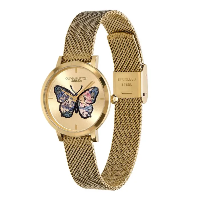 Women Signature Watches Olivia Burton 28mm Butterfly Ultra Slim Gold Mesh Watch Women Signature Watches Olivia Burton 28mm Butterfly Ultra Slim Gold Mesh Watch