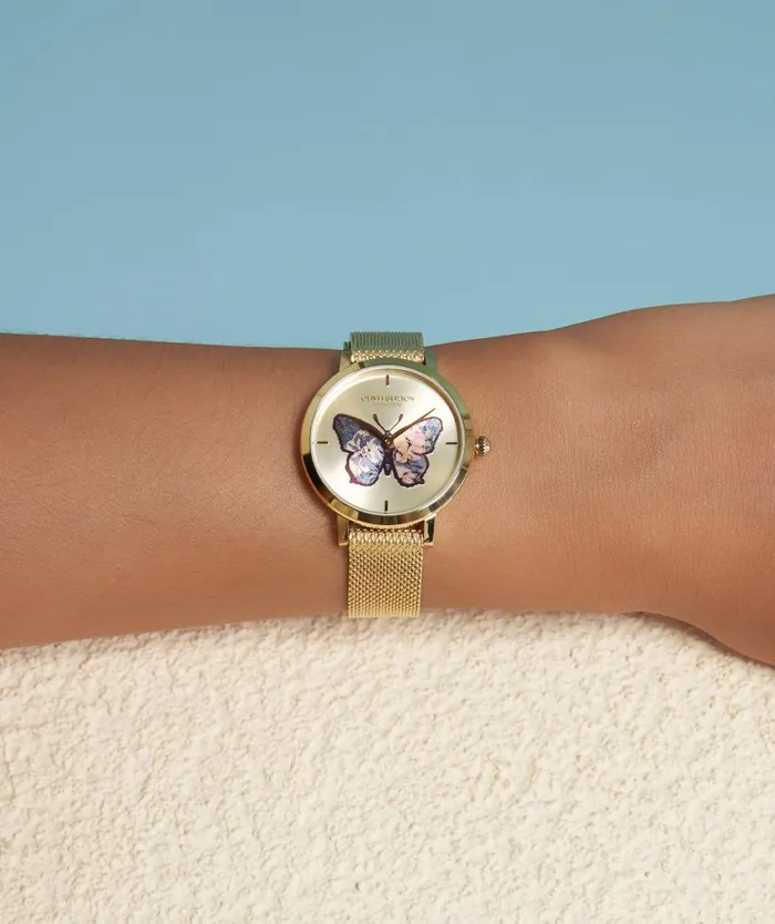 Women Signature Watches Olivia Burton 28mm Butterfly Ultra Slim Gold Mesh Watch Women Signature Watches Olivia Burton 28mm Butterfly Ultra Slim Gold Mesh Watch