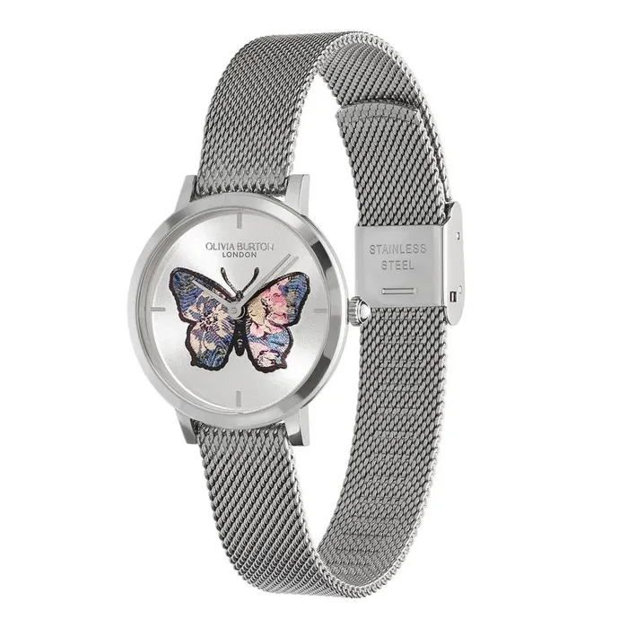 Women Signature Watches Olivia Burton 28mm Butterfly Ultra Slim Silver Mesh Watch Women Signature Watches Olivia Burton 28mm Butterfly Ultra Slim Silver Mesh Watch