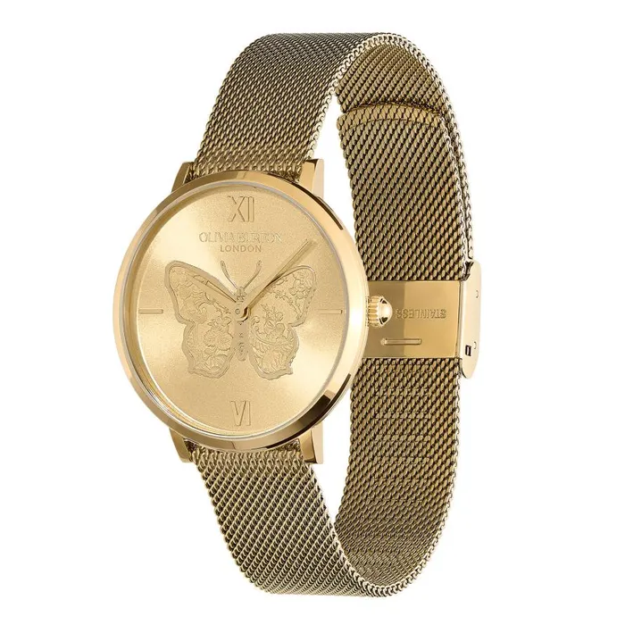 Women Signature Watches Olivia Burton 35mm Butterfly Ultra Slim Gold Mesh Watch Women Signature Watches Olivia Burton 35mm Butterfly Ultra Slim Gold Mesh Watch
