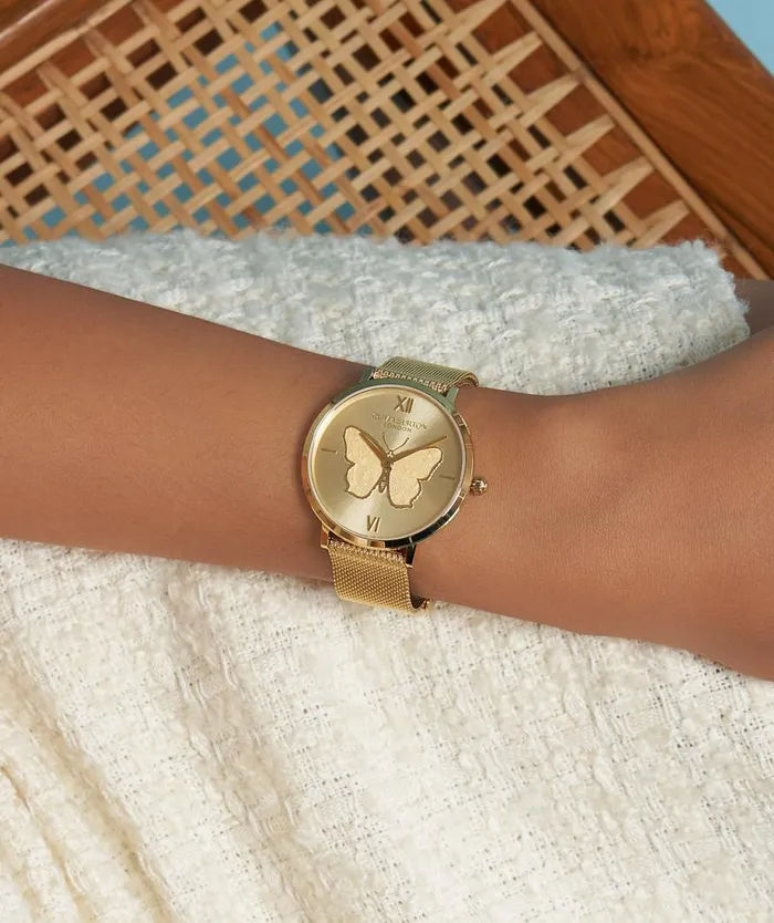 Women Signature Watches Olivia Burton 35mm Butterfly Ultra Slim Gold Mesh Watch Women Signature Watches Olivia Burton 35mm Butterfly Ultra Slim Gold Mesh Watch