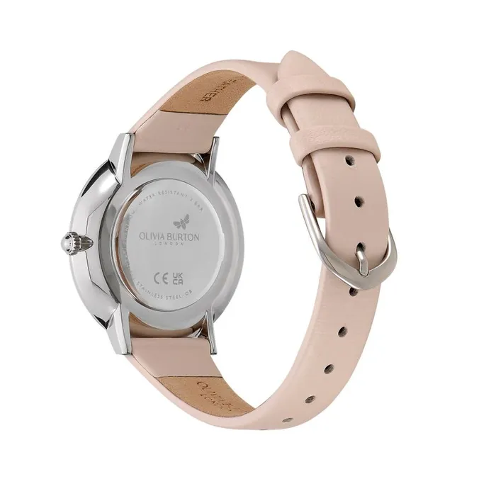 Women Signature Watches Olivia Burton 35mm Butterfly Ultra Slim Silver and Nude Leather Strap Watch Women Signature Watches Olivia Burton 35mm Butterfly Ultra Slim Silver and Nude Leather Strap Watch