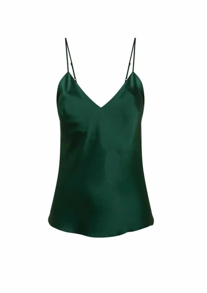 Women Silk Camisoles and Tops Gilda and Pearl Sophia Camisole Emerald