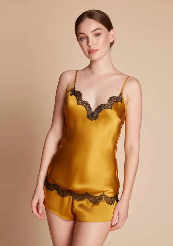 Women Silk Camisoles and Tops Gilda and Pearl To The Stars Camisole Antique Gold Women Silk Camisoles and Tops Gilda and Pearl To The Stars Camisole Antique Gold