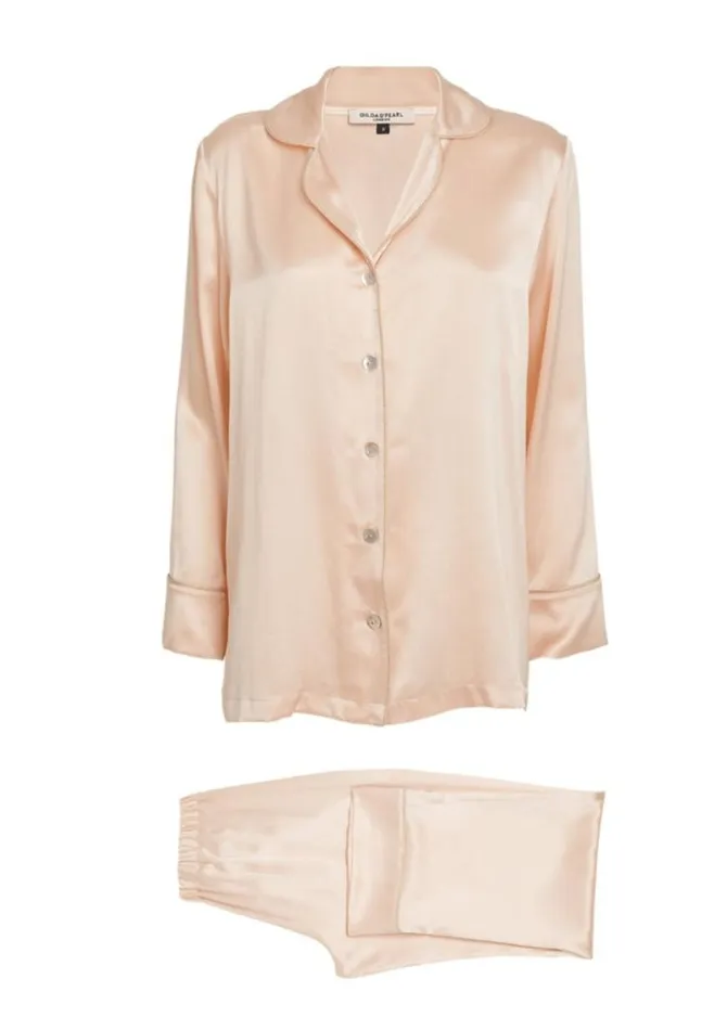 Women Silk Pyjamas Gilda and Pearl DRESSING ROOM PJ BLUSH Blushgold