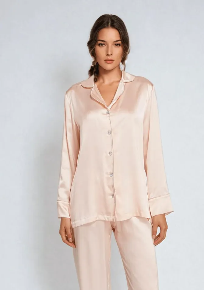 Women Silk Pyjamas Gilda and Pearl DRESSING ROOM PJ BLUSH Blushgold Women Silk Pyjamas Gilda and Pearl DRESSING ROOM PJ BLUSH Blushgold