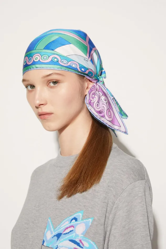 Women Silks PUCCI Iride And OndePrint Large SilkTwill Scarf
