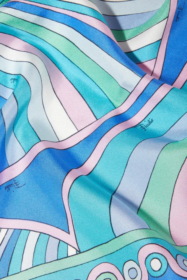 Women Silks PUCCI Iride And OndePrint Large SilkTwill Scarf