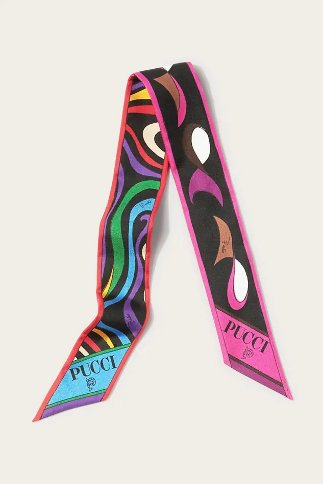 Women Silks PUCCI Marmo And PesciPrint Silk Twill Scarf