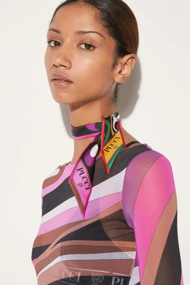 Women Silks PUCCI Marmo And PesciPrint Silk Twill Scarf