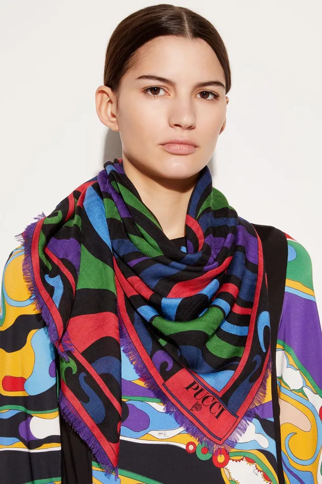 Women Silks PUCCI MarmoPrint Large Scarf