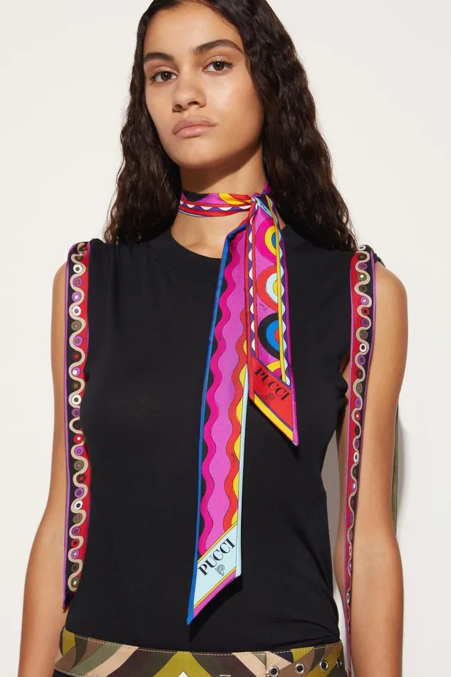 Women Silks PUCCI Onde And BersaglioPrint SilkTwill Scarf