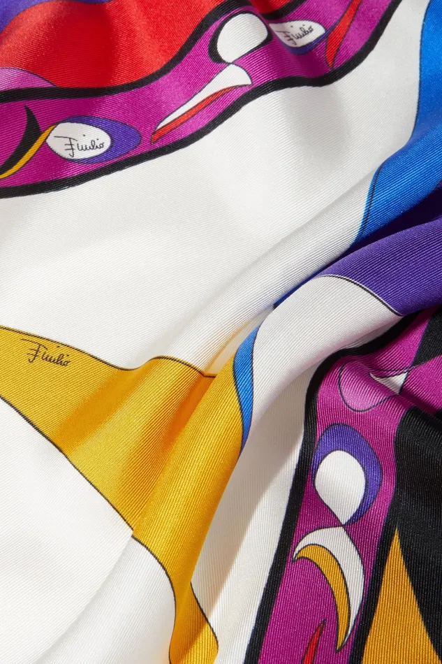 Women Silks PUCCI PesciPrint Large SilkTwill Scarf