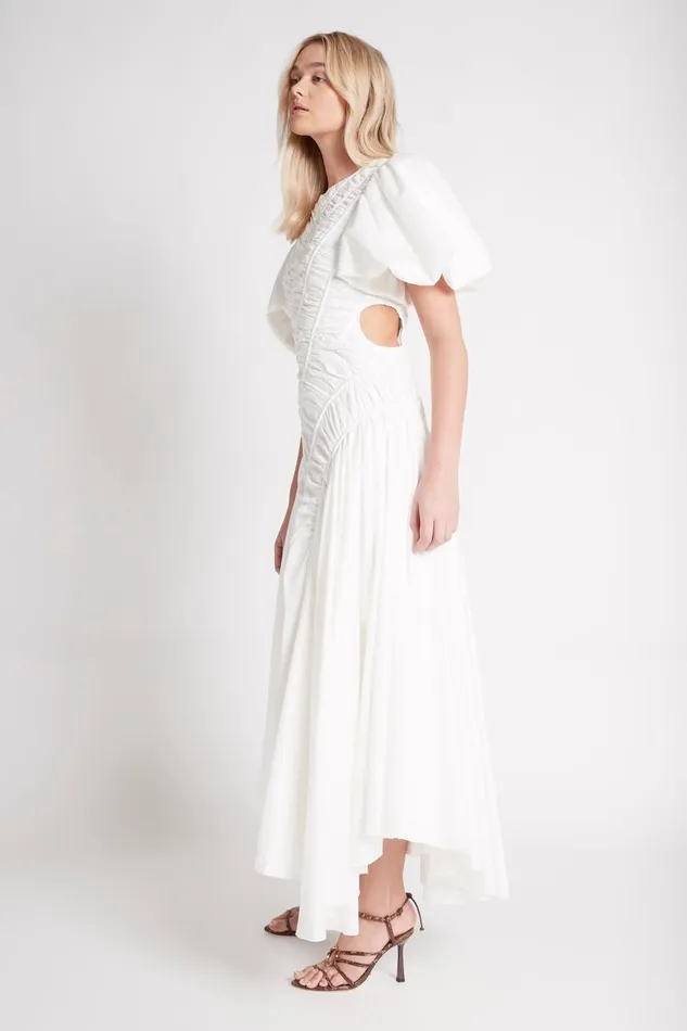 Women Siren Drawstring Midi Dress Ivory Aje Dresses