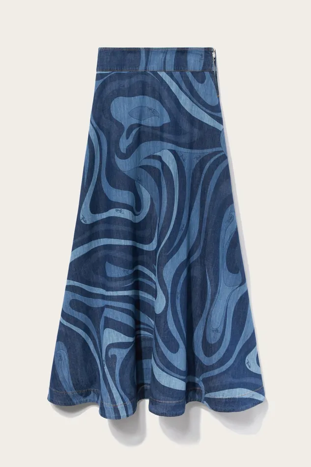 Women Skirts PUCCI MarmoPrint Denim Skirt