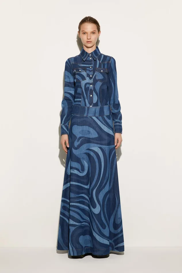Women Skirts PUCCI MarmoPrint Denim Skirt