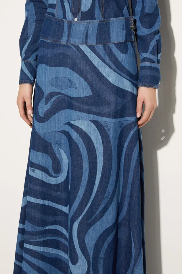 Women Skirts PUCCI MarmoPrint Denim Skirt