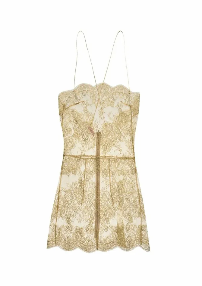 Women Slips Gilda and Pearl Harlow Gold Lace Slip Gold
