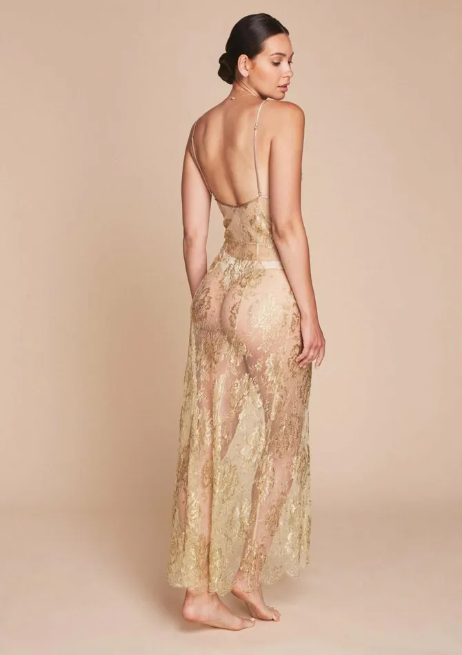 Women Slips Gilda and Pearl L039age D039or Long Lace Slip Gold Women Slips Gilda and Pearl L039age D039or Long Lace Slip Gold