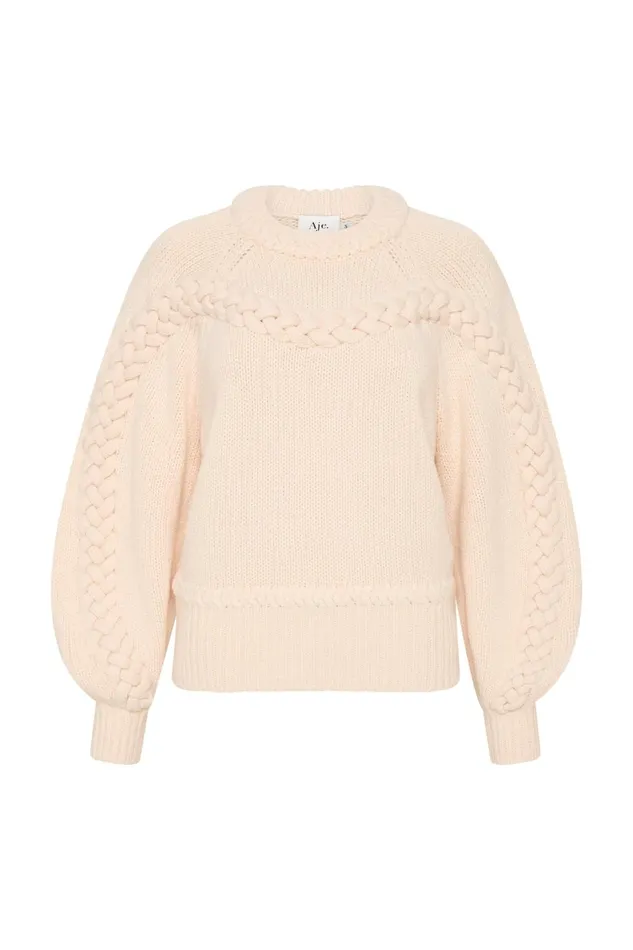 Women Somerled Braided Knit Coconut Cream Aje Knitwear and Jumpers