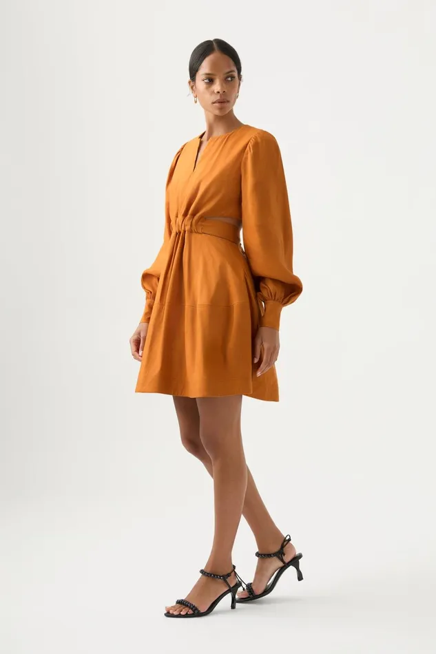 Women Spectral VNeck Mini Dress Chestnut Brown Aje Dresses