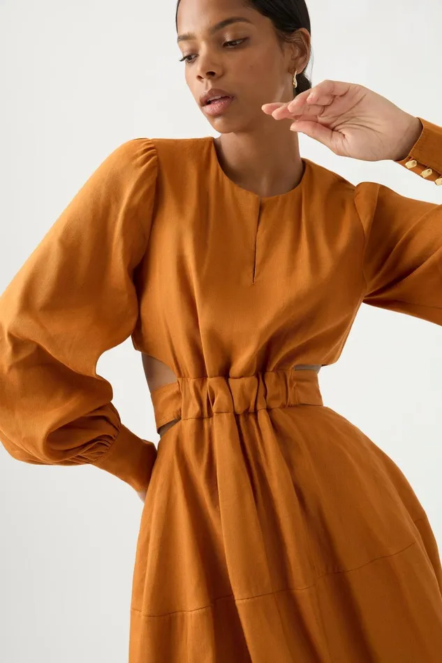 Women Spectral VNeck Mini Dress Chestnut Brown Aje Dresses