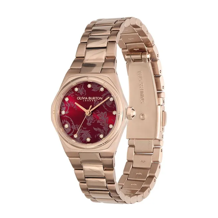 Women Sports Luxe Watches Olivia Burton 28mm Mini Hexa Cranberry and Carnation Gold Bracelet Watch Women Sports Luxe Watches Olivia Burton 28mm Mini Hexa Cranberry and Carnation Gold Bracelet Watch