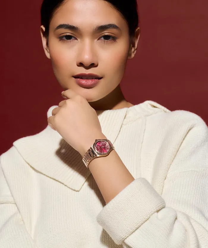 Women Sports Luxe Watches Olivia Burton 28mm Mini Hexa Cranberry and Carnation Gold Bracelet Watch Women Sports Luxe Watches Olivia Burton 28mm Mini Hexa Cranberry and Carnation Gold Bracelet Watch