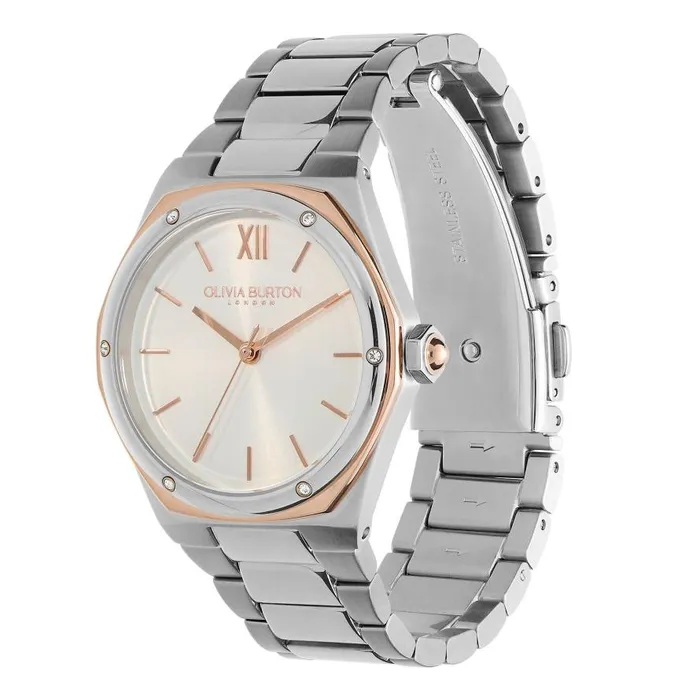 Women Sports Luxe Watches Olivia Burton 33mm Hexa White Carnation Gold and Silver Bracelet Watch Women Sports Luxe Watches Olivia Burton 33mm Hexa White Carnation Gold and Silver Bracelet Watch