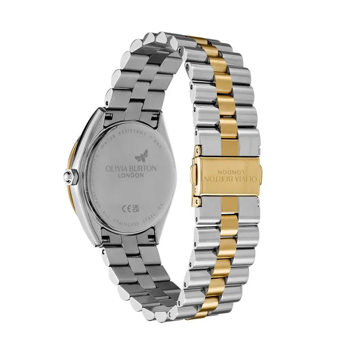 Women Sports Luxe Watches Olivia Burton 34mm Bejewelled Forest Green and Two Tone Bracelet Watch Women Sports Luxe Watches Olivia Burton 34mm Bejewelled Forest Green and Two Tone Bracelet Watch