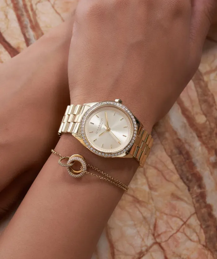 Women Sports Luxe Watches Olivia Burton 34mm Bejewelled Gold Bracelet Watch