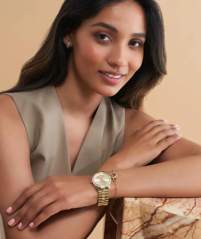 Women Sports Luxe Watches Olivia Burton 34mm Bejewelled Gold Bracelet Watch