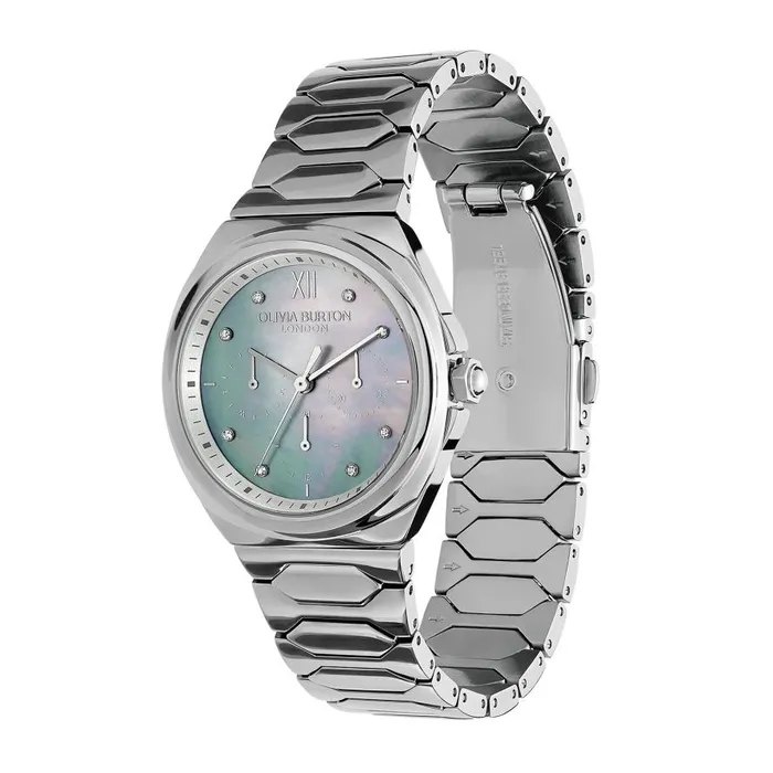 Women Sports Luxe Watches Olivia Burton 36mm Lustre MultiFunction Light Grey and Silver Bracelet Watch Women Sports Luxe Watches Olivia Burton 36mm Lustre MultiFunction Light Grey and Silver Bracelet Watch