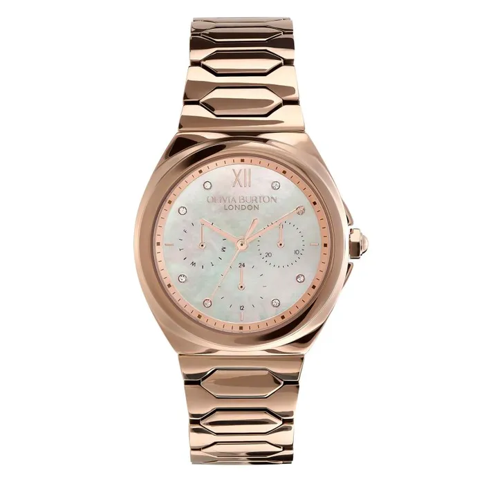 Women Sports Luxe Watches Olivia Burton 36mm Lustre MultiFunction White and Rose Gold Bracelet Watch Women Sports Luxe Watches Olivia Burton 36mm Lustre MultiFunction White and Rose Gold Bracelet Watch