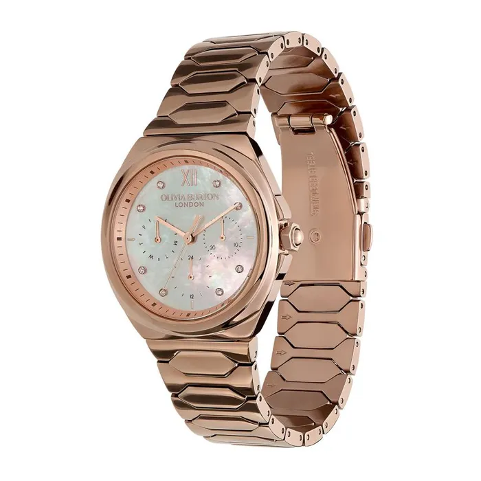 Women Sports Luxe Watches Olivia Burton 36mm Lustre MultiFunction White and Rose Gold Bracelet Watch Women Sports Luxe Watches Olivia Burton 36mm Lustre MultiFunction White and Rose Gold Bracelet Watch