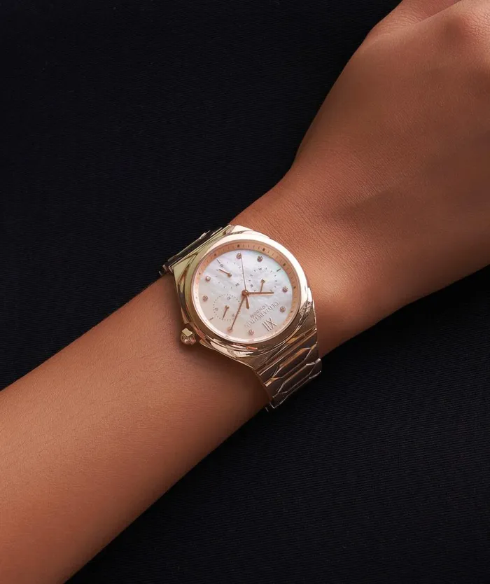 Women Sports Luxe Watches Olivia Burton 36mm Lustre MultiFunction White and Rose Gold Bracelet Watch Women Sports Luxe Watches Olivia Burton 36mm Lustre MultiFunction White and Rose Gold Bracelet Watch
