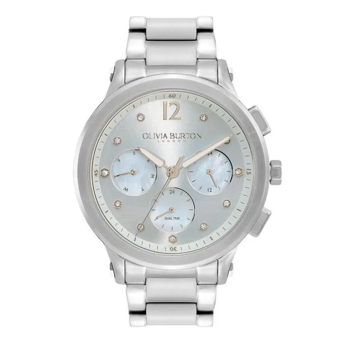 Women Sports Luxe Watches Olivia Burton 38mm MultiFunction Blue and Silver Bracelet Watch Women Sports Luxe Watches Olivia Burton 38mm MultiFunction Blue and Silver Bracelet Watch
