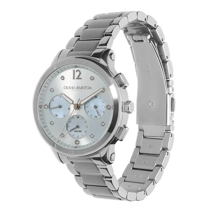 Women Sports Luxe Watches Olivia Burton 38mm MultiFunction Blue and Silver Bracelet Watch Women Sports Luxe Watches Olivia Burton 38mm MultiFunction Blue and Silver Bracelet Watch