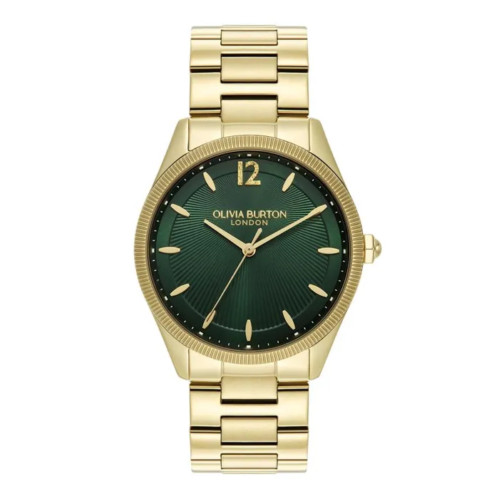 Women Sports Luxe Watches Olivia Burton 38mm Radiate Forest Green and Gold Bracelet Watch Women Sports Luxe Watches Olivia Burton 38mm Radiate Forest Green and Gold Bracelet Watch